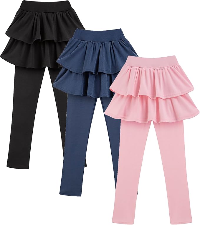 Girls School Uniform Pants Leggings with Skirts Stretch Warm Jegging 4-12 Years