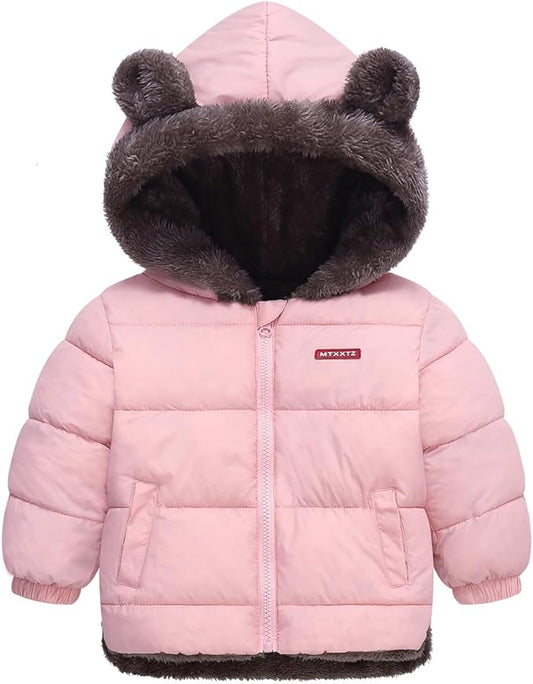 Infant Baby Winter Coat Bear Hooded Jacket Warm Fleece Snowsuit Windproof Outerwear for Toddler Boy Girl 9M-4T