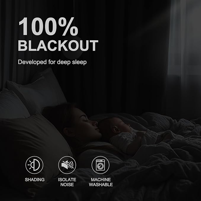 NICETOWN 100% Blackout Curtains for Bedroom, Room Darkening Plylux Black Curtains 84 Inch Long Thermal Insulated Grommet Window Drapes for Living Room, 52" W x 84" L, 2 Panels