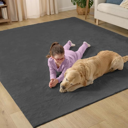 GORILLA GRIP Ultra Soft Washable Area Rug, 8x10, Stain and Slip Resistant Plush Thick Carpet for Bedroom Living Room, No Shed Floor Rugs, Pet Friendly, Dorm Essentials, Nursery Home Decor, Dark Gray