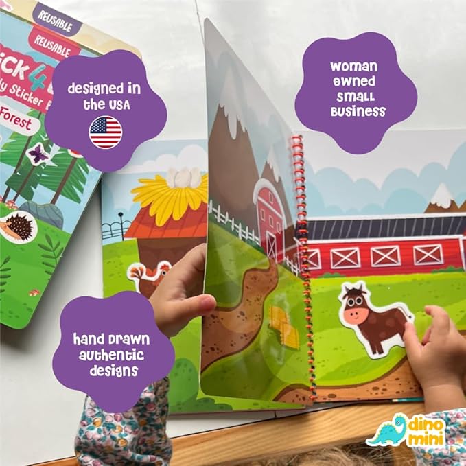 Stick4Ever Jelly Sticker Book - for Kids - Waterproof, Easy to Clean Jelly Stickers for Kids - Reusable Sticker Book for Toddlers with 50 Pcs of Reusable Stickers (Park)