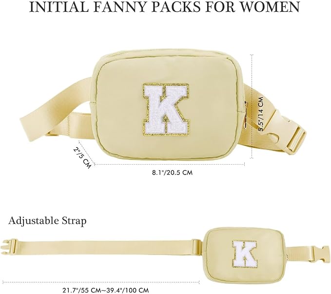 YOOLIFE Bridesmaid Gifts - Bridesmaid Proposal Gift Wedding Day, Bridal Shower Gifts, Maid of Honor Gifts, Bachelorette Party Decorations Favors, Khaki Initial Crossbody Bag Belt Bag B