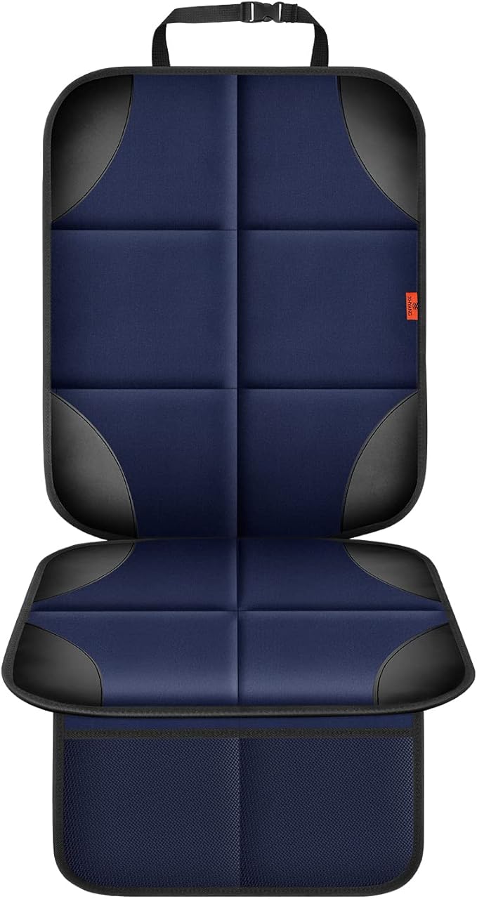 Car Seat Protector 1 Pack Car Seat Cushion Mat Thickest Padding,Waterproof 600D Fabric Car Seat Covers for Non-Slip Backing Mesh Pockets for Baby and Pet (Blue, 1 Pack)