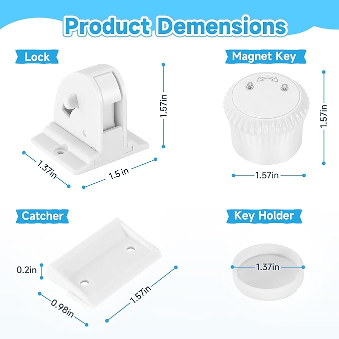 22 Pack Magnetic Cabinet Locks for Child Safety, Drawer Locks Baby Proofing, Magnetic Door Safety Locks for Cabinets and Drawers, Easy Installation No Tools Required (22 Pack and 4 Keys)