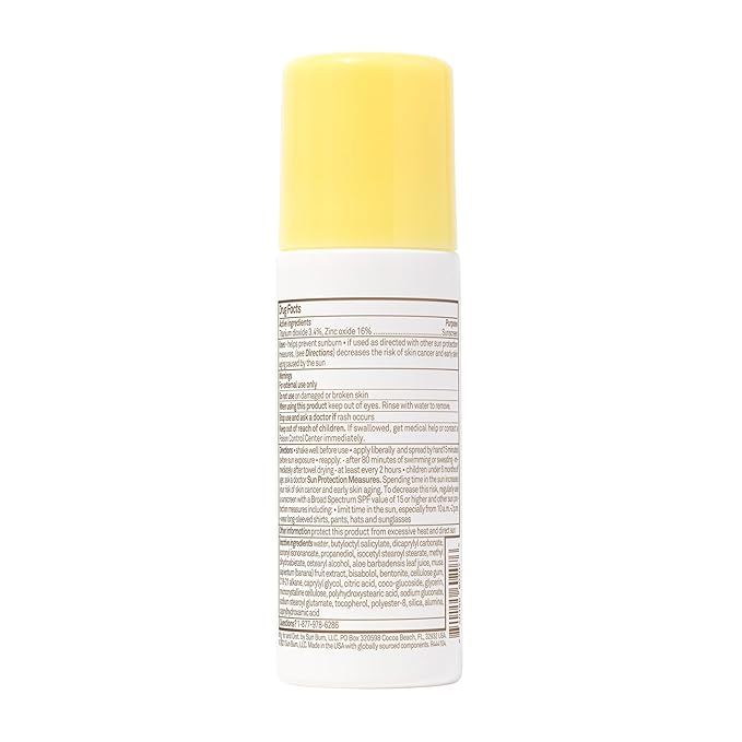 Sun Bum Baby Bum Mineral SPF 50 Roll-On Sunscreen - Vegan and Hawaii 104 Act Compliant (Without Octinoxate & Oxybenzone) - Broad Spectrum Moisturizing UVA/UVB - Roller Ball Sunscreen Lotion - 3 oz