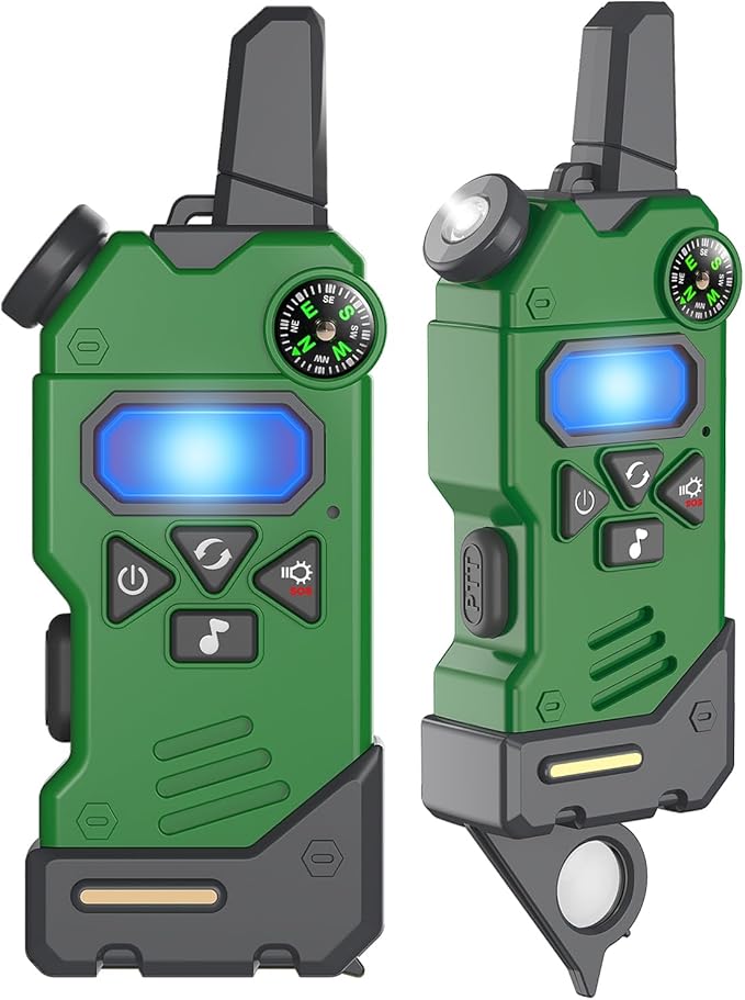 Walkie Talkies for Kids,5 Colourful Channels 2 Way Radio,Compass Flashlight and Magnifying Glass,3 Miles Long Range for Adventure Game,Outside, Camping, Hiking,Toys for 3-12 Year Old Boys Girls