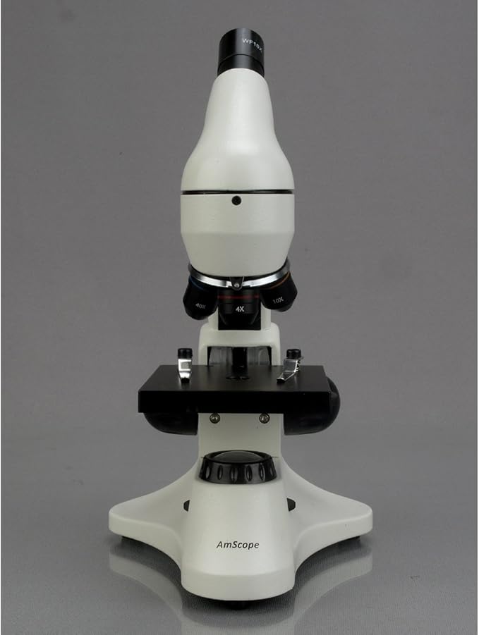 AmScope M120C-2L-PB10-E5 Digital Microscope, WF10x and WF25x Eyepieces, 40x-1000x Magnification, Brightfield, Upper and Lower LED Illumination, Plain Stage, Includes Blank and Prepared Slides, 5MP Camera and Software