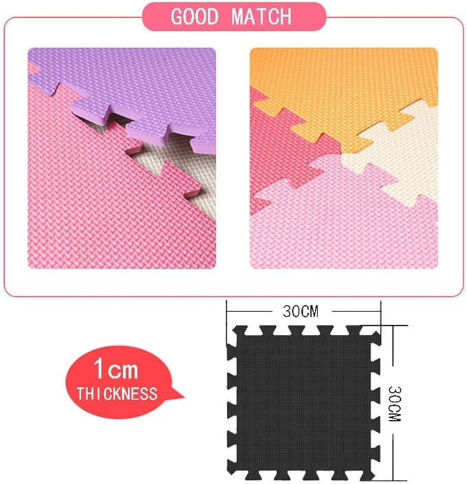 YIMINYUER® 25 Tiles (30cm×30cm×1cm Each Tile) Baby Soft Puzzle Play Mats, Kids Thick EVA Foam Floor, Toddlers & Children's Soft Interlocking Mat R01R03R11G301025