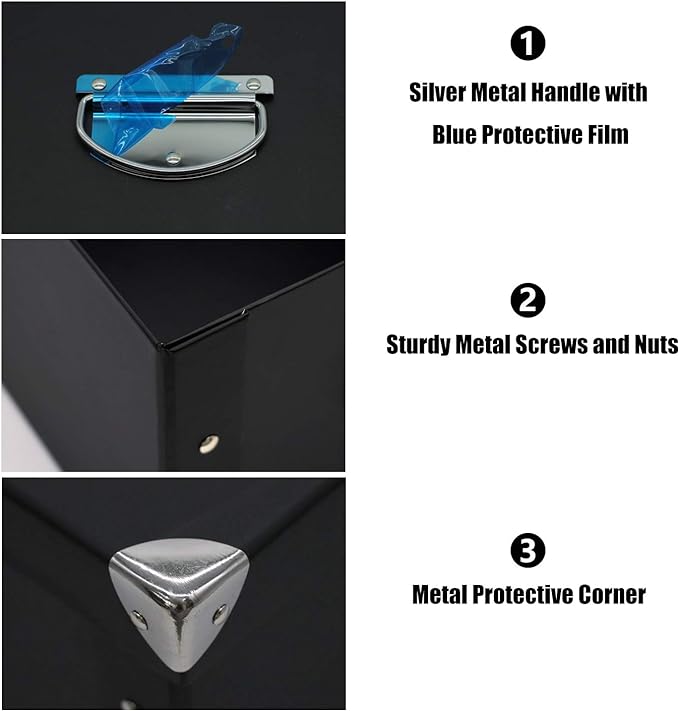 GUOZI Collapsible Storage Box, Decorative Memory Box with Lid & Metal Reinforced Corners, Cardboard File Bin with Handles, Organizer Gift Box for Keepsake Toy Photos Office Nursery Wardrobe Bookshelf