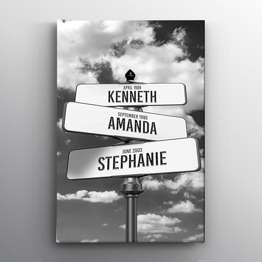 Personalized Family Street Sign Multi-Name Canvas Or Poster Wall Art, Street Sign Customized With Name, Best Gifts For Parents, Grandparents From Kids Daughter Son, Christmas Gift For Family #07