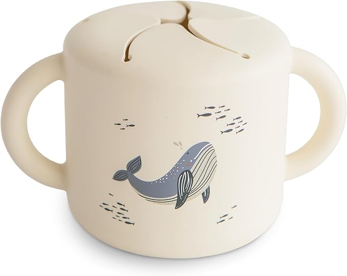 mushie Silicone Snack Cup | Spill Proof Food Container for Toddler and Baby (Whales)