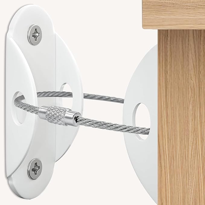 Furniture Anchors (12 Pack) for Baby Proofing, Anti Tip Furniture Anchor Securing 420lbs Tension Earthquake Resistant Metal Furniture Wall Anchor Prevent Baby Pet from Falling Furniture