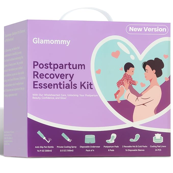 Postpartum Recovery Essentials Kit for Women, Labor & Delivery Postpartum Care, Peri Bottle, Cooling Spray, Disposable Postpartum Underwears, Postpartum Pads, Hot&Cold Packs, Soothing Liners