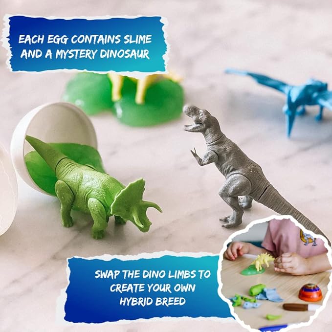 The Eggmazing Egg Decorator The DinoMazing Dinosaur Egg Refill - for The DinoMazing Egg Decorating Spinner by EggMazing - Egg with Mystery Dinosaur and Non-Toxic Slime - 6 Eggs