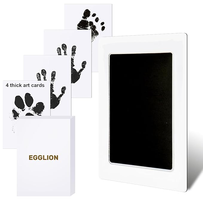 Inkless Baby Hand and Footprint Kit with Mess-Free Ink Pad – Baby Safe Ink Pad for Hand, Foot & Paw Prints – Newborn Footprint & Paw Print Kit for Dogs and Cats – 16 Cards(Jet Black, Jumbo)