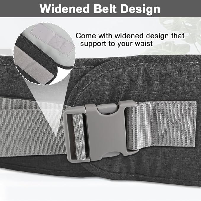 Baby Hip Carrier, Hip Seat Baby Carrierwith Adjustable Waistband, Ergonomic No-Slipped Seat, Breathable Materials for Newborns to Toddlers（Black