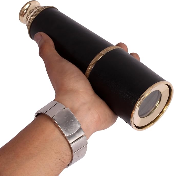 24" Handheld Nautical Brass Telescope with Wooden Box - Pirate Collectibles.