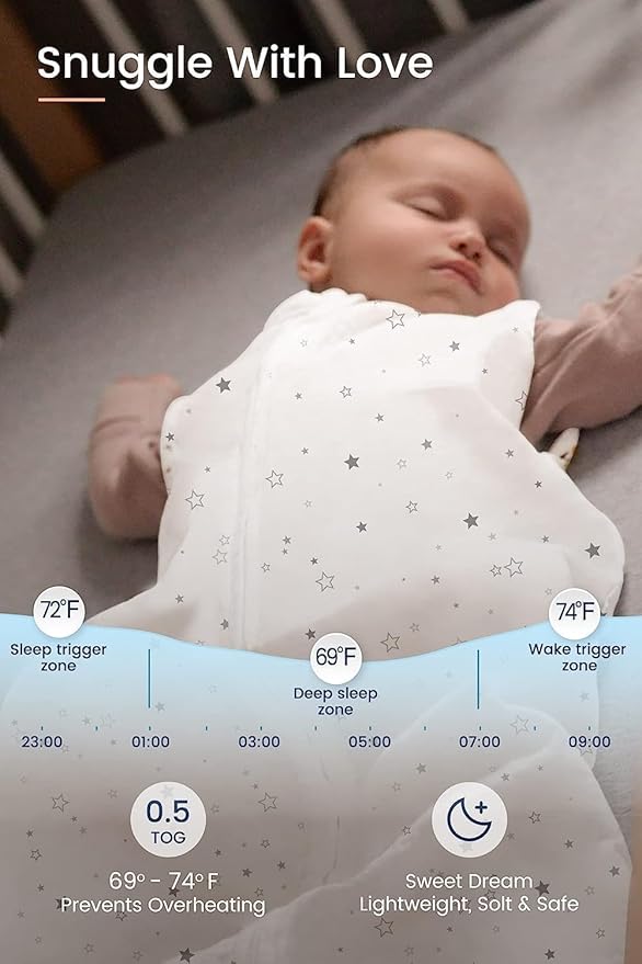 TotAha Sleep Sack 6-12-15 Months 3-Pack, Stretchy Sleepsacks, Buttery Soft, Swaddle Transition Sleeping Bag, 2-Way Safe Zippers, Silky Comfort Baby Wearable Blanket for girl boy 0.5 TOG