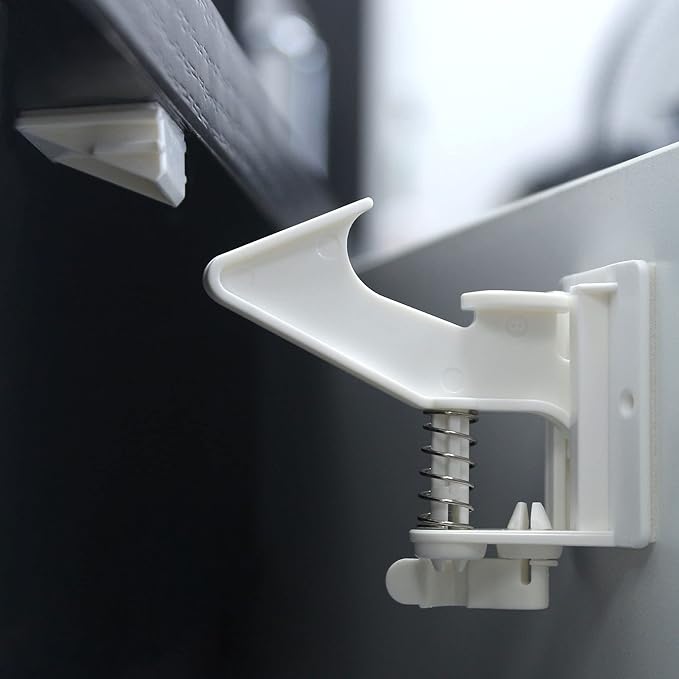 10 Pack 3.5 Inches Longer Cabinet Locks for Babies Child Safety Latches - Vmaisi Baby Proofing Cabinets Drawer Lock with Adhesive Easy Installation