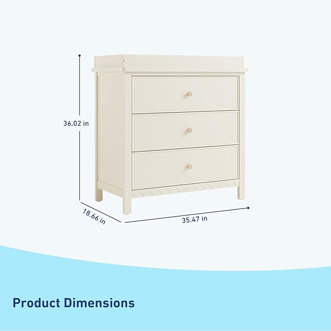 Graco Sasha 3-Drawer Chest with Changing Table Topper (Froasted Oat) – GREENGUARD Gold Certified, Nursery Bedroom Wood Chest with Spacious Storage, Interlocking Drawer System, Pre-Installed Tracks
