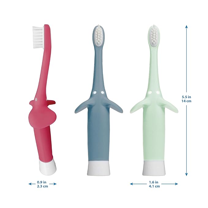 Dr. Brown's Infant-to-Toddler Toothbrush, Elephant, Mint, 0-3 Years