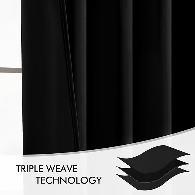 MIULEE Black Back Tab Blackout Curtains 84 Inch Length 2 Panels Set for Living Room Bedroom, Halloween Rod Pocket/Pinch Pleat Thermal Insulated Room Darkening Pleated Light Blocking Drapes, W66 x L84
