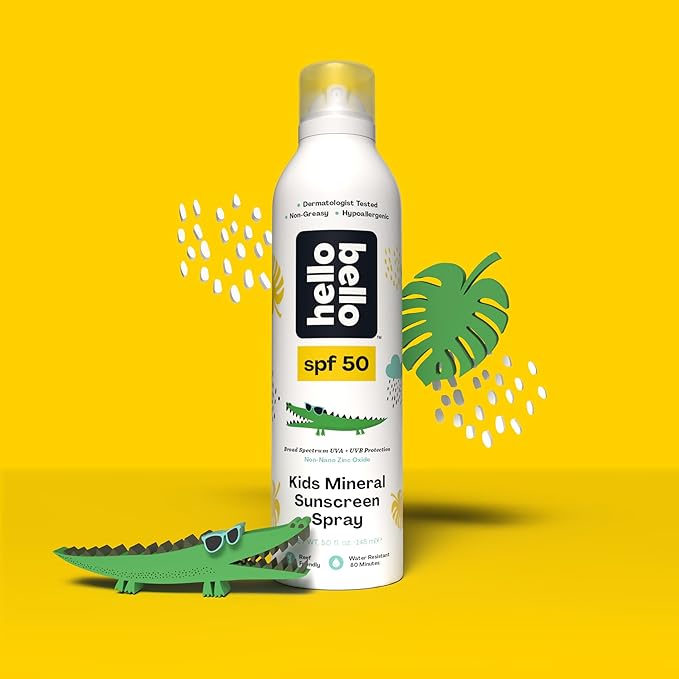 Hello Bello SPF 50 Mineral Sunscreen Spray - Hypoallergenic Broad Spectrum UVA + UVB Protection - Reef Friendly & Water Resistant - 5 oz (Pack of 2)