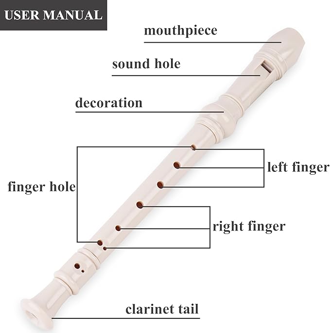 Recorder Instrument for Beginner Kids Adults,8-Hole Soprano Descant Recorder Music Flute with with Cleaning Rod & Leather Case For School Student Home Entertainment(2-Dense Dog)