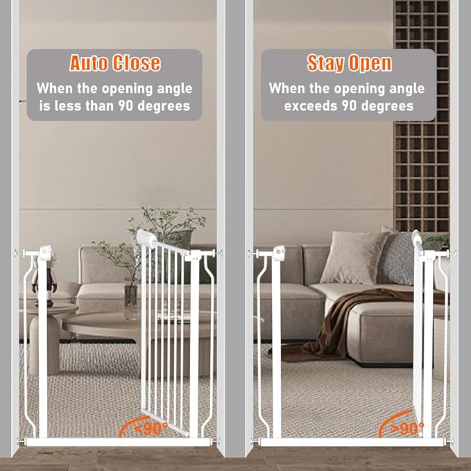 Baby Gate for Doorways Stairs Hallway 38.5 to 43.5 Inch Wide, Walk Through Child Gates with Pressure Mounted Extention Kit, Indoor Safety Child Gates for Kids or Pets