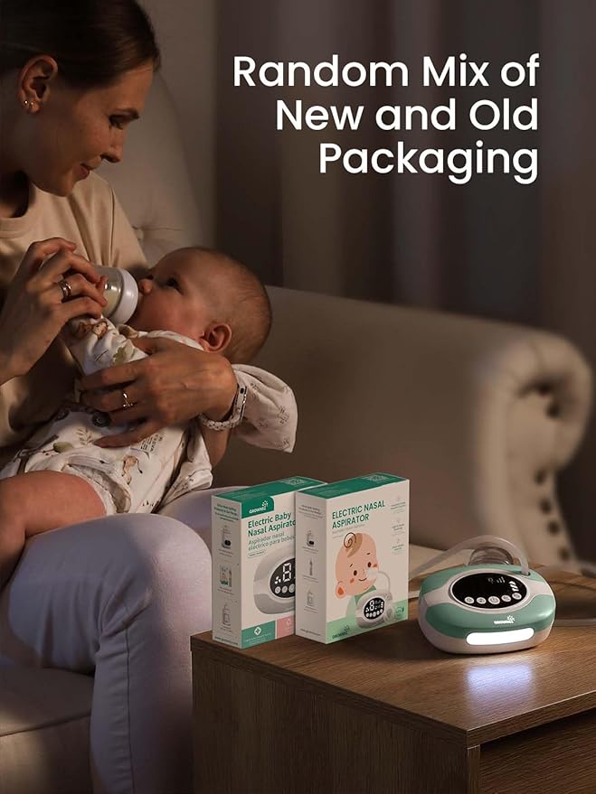 GROWNSY Electric Nose Suction for Baby, Hospital-Grade Nasal Aspirator with Night Light,Soothing Lullabies, Baby Nose Sucker with 9 Adjustable Suction Levels, Green