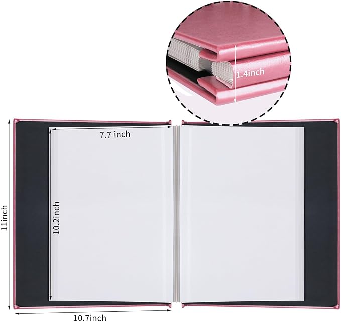 Inspirational Leather Photo Album,Magnetic Self-Stick Page Photo Album,Family Album,Hand Made DIY Albums Holds 3x5, 4x6, 5x7, 6x8 Photos (pink-always remember)