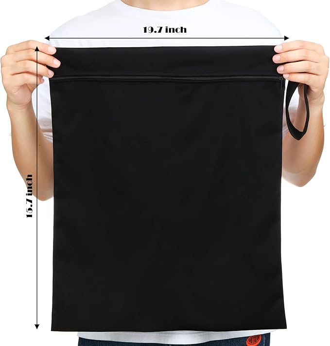 Shappy 2 Pcs Large Travel Laundry Bag Washable Waterproof Wet Dry Large Dirty Clothes Bag Bathing Workout(Solid Black Gray)