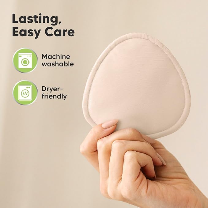 14-Pack Organic Nursing Pads - Washable Breast Pads for Breastfeeding, Nursing Bra Nipple Pads for Breastfeeding, Pumping Bra Reusable Breast Pad, Maternity Breastfeeding Bra Pad (Bare Beige, L 4.8")