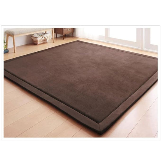 Loartee Coral Velvet Crawling Rug (4'11" X 4'11") for Toddlers - Coffee Area Rug Play Mat, Yoga Mat Exercise Pad, Carpet
