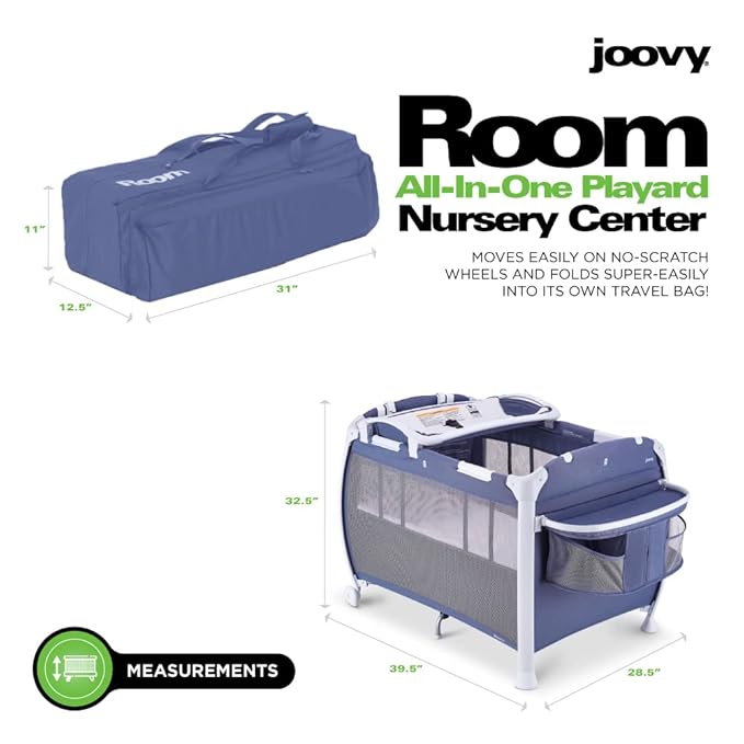 Joovy Room-Playard, Nursery Center, Bassinet, Changing-Table, Slate