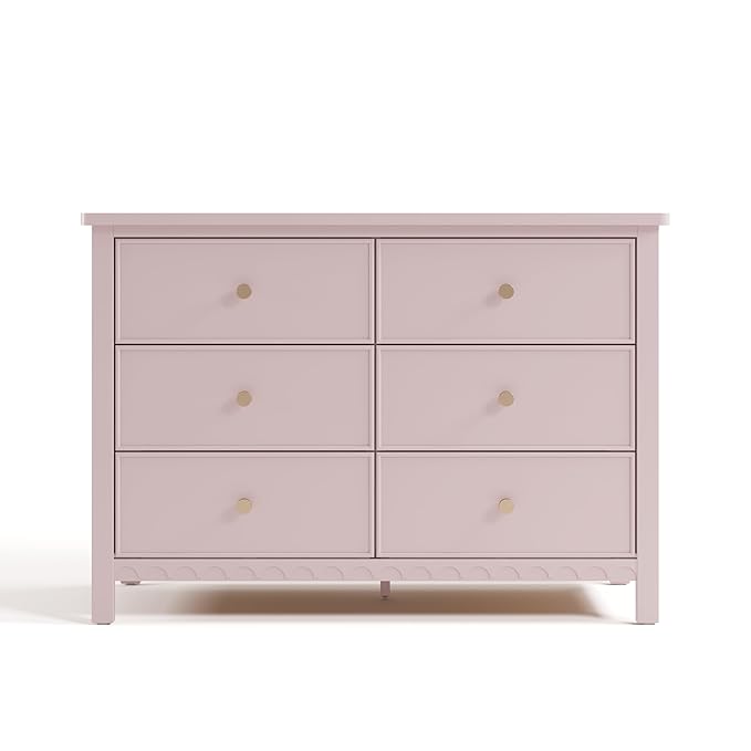 Graco Sasha 6 Drawer Dresser (Blush) – GREENGUARD Gold Certified, Wood Storage for Nursery or Kids’ Room, Safe Interlocking Drawer System & Easy Assembly with Pre-Installed Tracks