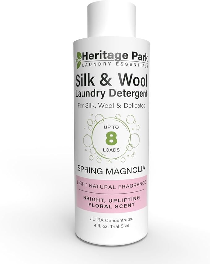 Heritage Park Silk & Wool Spring Magnolia Floral Scent, pH-Neutral Laundry Detergent - Enzymes-Free, Ultra Concentrated (4 fl oz Trial Size)