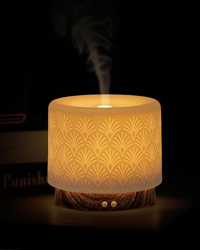 Essential Oil Diffuser, 280ml Aromatherapy Diffuser Ultrasonic Cool Mist Diffuser with Auto Shut-Off,Ceramic Diffuser for Home Office SPA Yoga