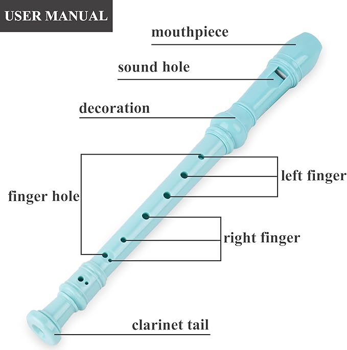 Recorder Instrument for Beginner Kids Adults,8-Hole Soprano Descant Recorder Music Flute with with Cleaning Rod & Leather Case For School Student Home Entertainment(2-Green Unicorn)