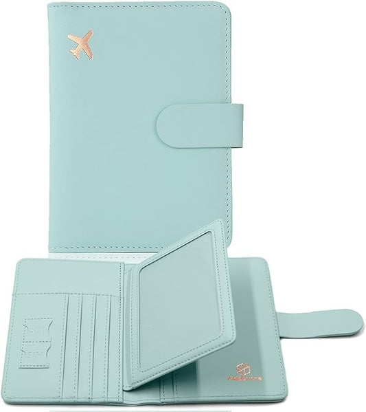 Melsbrinna Rfid Passport Holder for Travel women/Men, Cute Passport Wallet Rfid Blocking Card Slots, Rfid Passport Cover/CaseTravel Wallet, Passport Book Holder (1, Green1)
