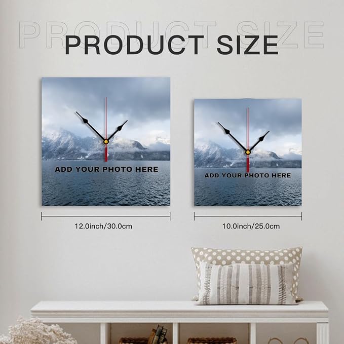 Generic Custom Wall Clock Personalized Wall Photo That PVC Customized Round Silent Clock for Living Room Family Friends Gifts, 12inch-30cm