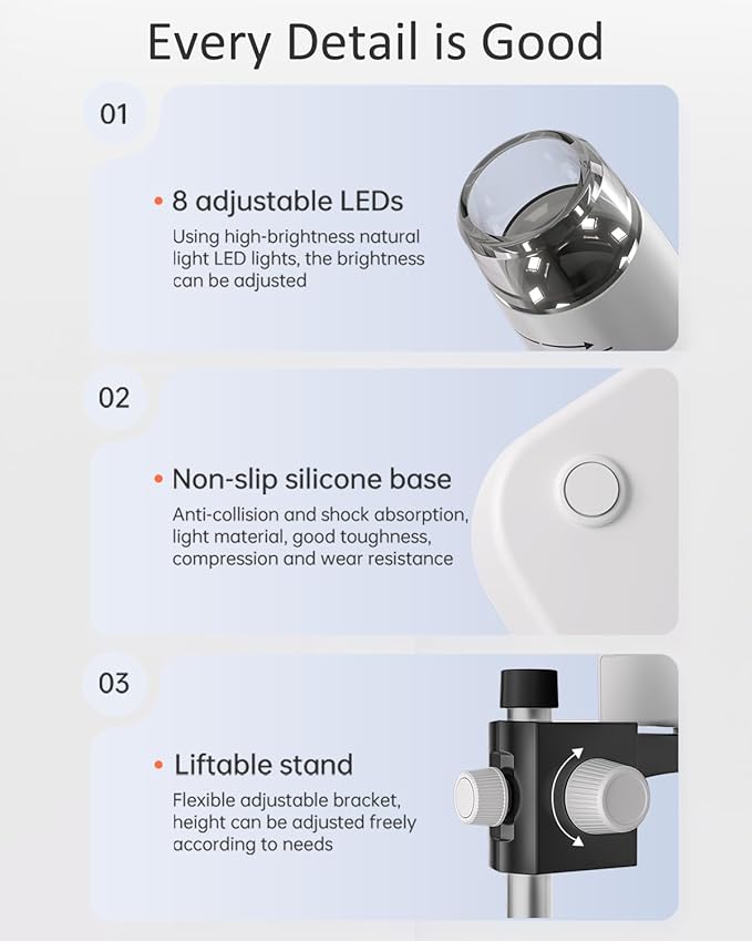 Coin Microscope - 4.3" LCD Digital Microscope 1000X, 1080P USB Coin Magnifier for Error Coins with 8 Adjustable LED Lights, PC View, Compatible with MacOS Windows