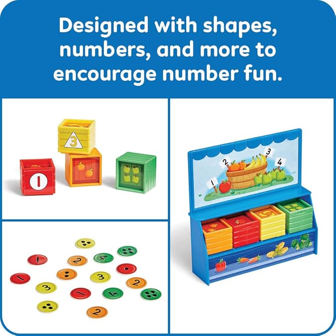 hand2mind Numberblocks Add It Up Mini Market, Grocery Store Playset, Math Toys for Kids 3-5, Counting Toys, Learning Money, Numbers for Toddlers, Mini Shopping Cart, Pretend Play Figure Playset