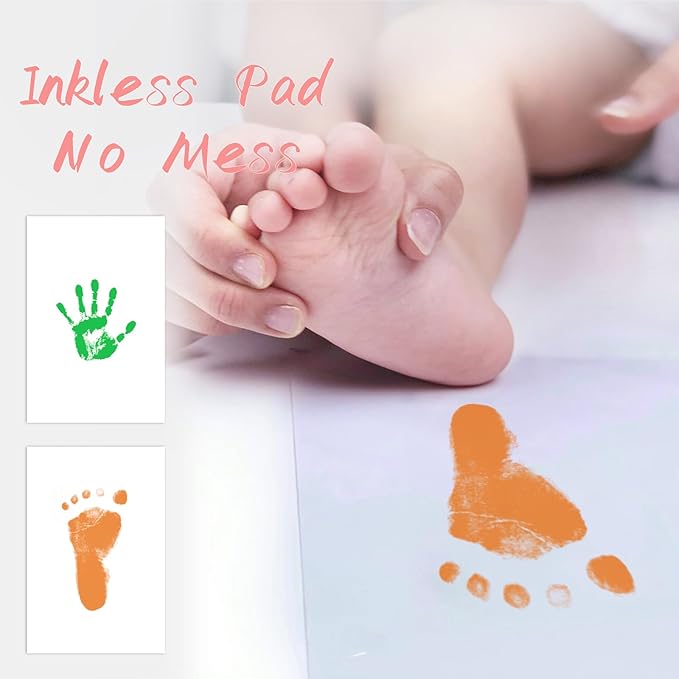 4-Pack Baby Footprint Kits,Inkless Hand and Footprint Kit,Clean Touch Baby Handprints and Footprints Kits,No Mess Ink Pad for Baby Hand and Footprints,Baby Shower Gifts for New Moms