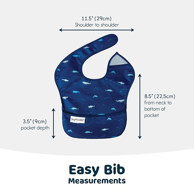 Tiny Twinkle Mess Proof Baby Bibs for Eating - Waterproof, Wipeable Bibs - Toddler Bibs - Travel Friendly - PFAS, PVC, BPA, Phthalate Free - Baby Food Bibs(3 Pack,Zen Garden)