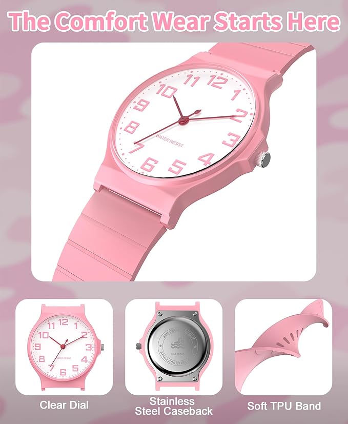 Kids Analog Watch Boys Girls, 30M Waterproof, Sports Watch for Boys, Easy to Read Children's Thin Dial Wrist Watches with Soft Band, for Ages 5-15 Kids Great Birthday Gifts Christmas Day