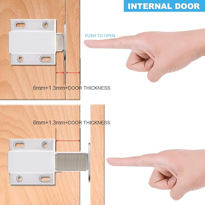 10 Pack Magnetic Push Latch Catch Push to Open Latch Pressure Touch Release Cabinet Catch for Doors Drawers Release Latch Kitchen Drawer Push Catch Pop Out Latch (White)
