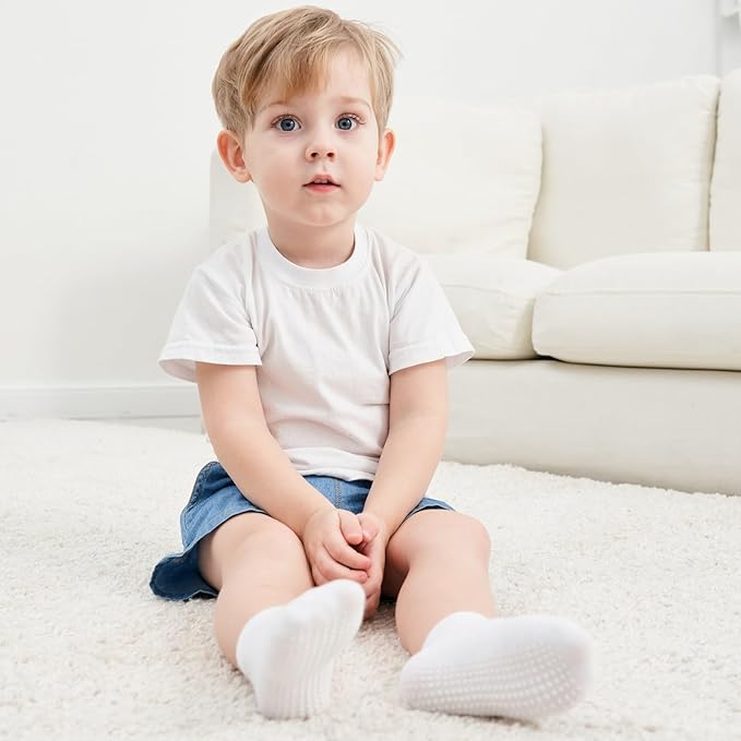 Zaples Baby Non Slip Grip Ankle Socks with Non Skid Soles for Infants Toddlers Kids Boys Girls