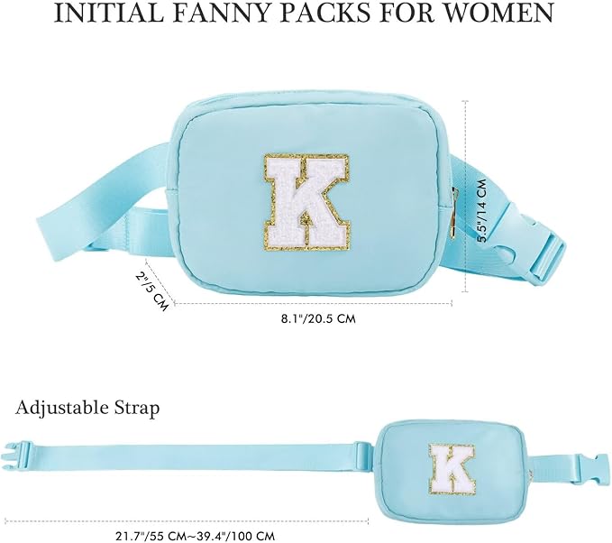 YOOLIFE Bridesmaid Gifts - Bridesmaid Proposal Gift Wedding Day, Bridal Shower Gifts, Maid of Honor Gifts, Bachelorette Party Decorations Favors, Blue Initial Crossbody Bag Belt Bag B