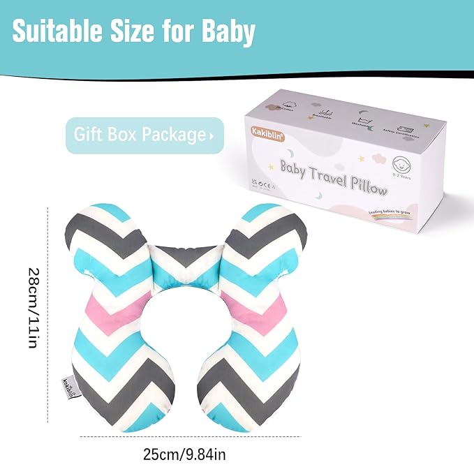 KAKIBLIN Baby Head Pillow,Support Pillow, Baby Travel Pillow for Head and Neck, Babies Neck Pillows for Car Seat,Pushchair,Travel(Wave)